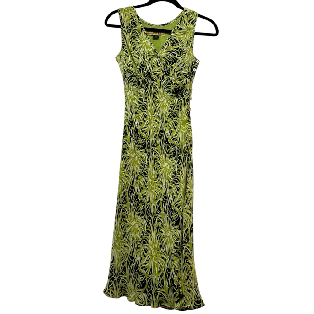 Vintage 2000s Nicole Miller NYC Black & Green Floral Dress - Picture 5 of 14